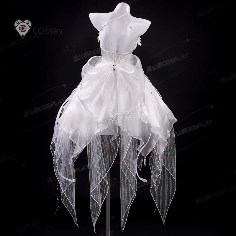 

Phrolova Wuthering Waves Cosplay Costume Wig Dress White Spider Lily Layered Gown Headwear Halloween Party for Women Girls Props