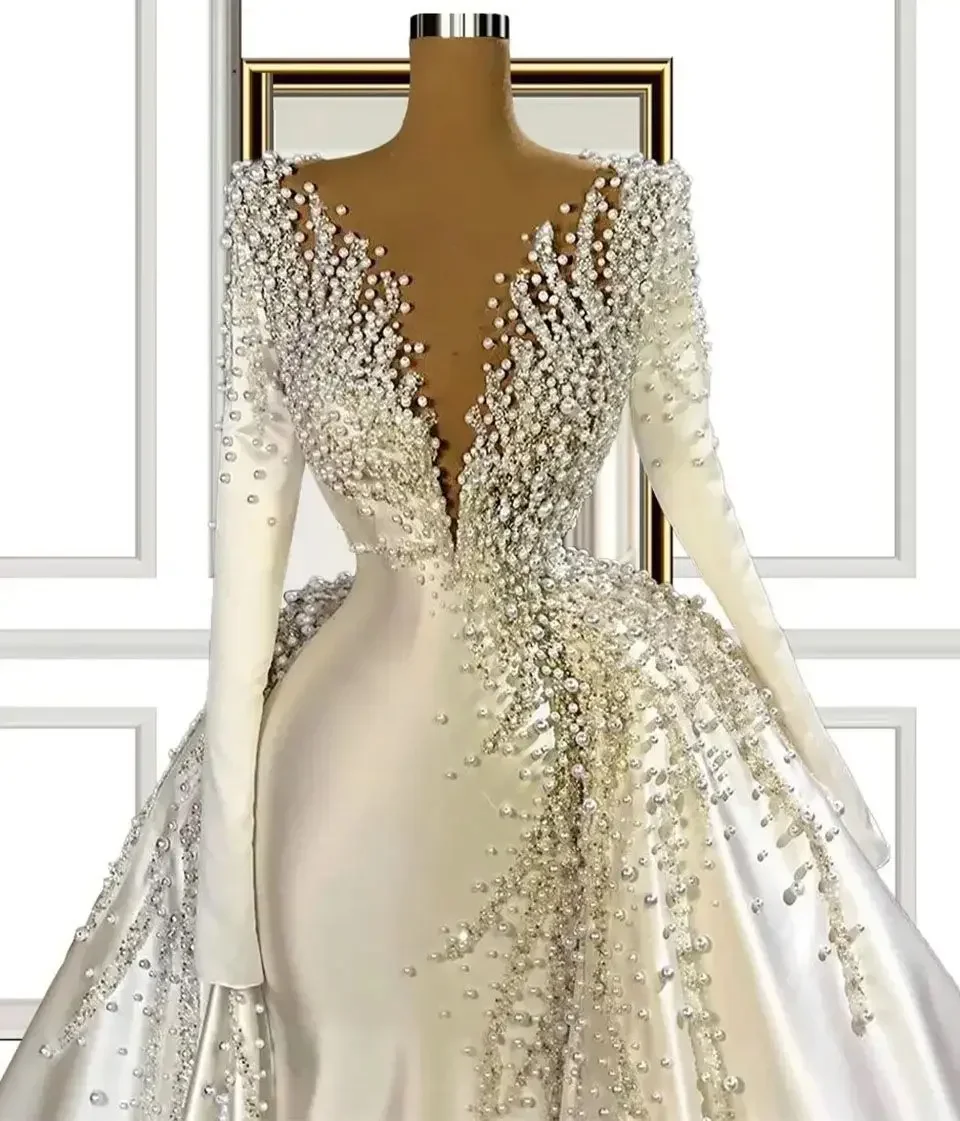 Customized Wedding Dresses New Bridal Gowns Formal Applique Beaded Custom Ivory Lace Up Plus Size Mermaid Trumpet O-Neck