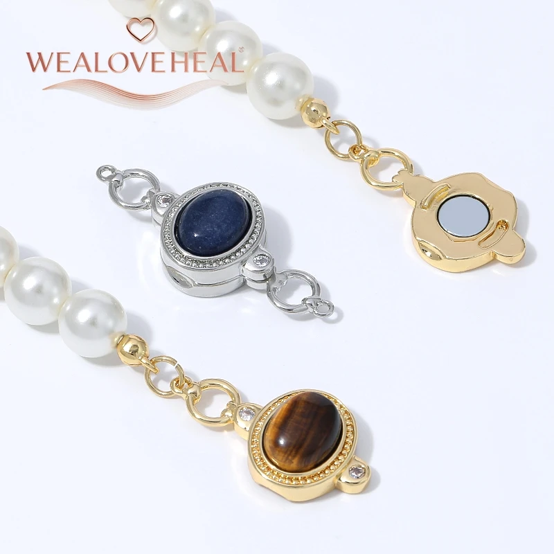 1 Stück 18K vergoldete Messing-Ovalbox mit Magnetverschluss und Mikro-Pavé-Zirkonia mit Edelstein für DIY-Halsketten, Armbänder und Schmuckherstellung – Detail 15