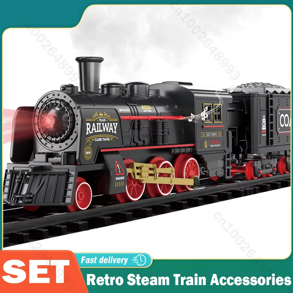 

Классический железнодорожный локомотив, ретро аксессуары для парового поезда, железнодорожная парковка, электрический поезд, детские игрушки для мальчиков, подарки