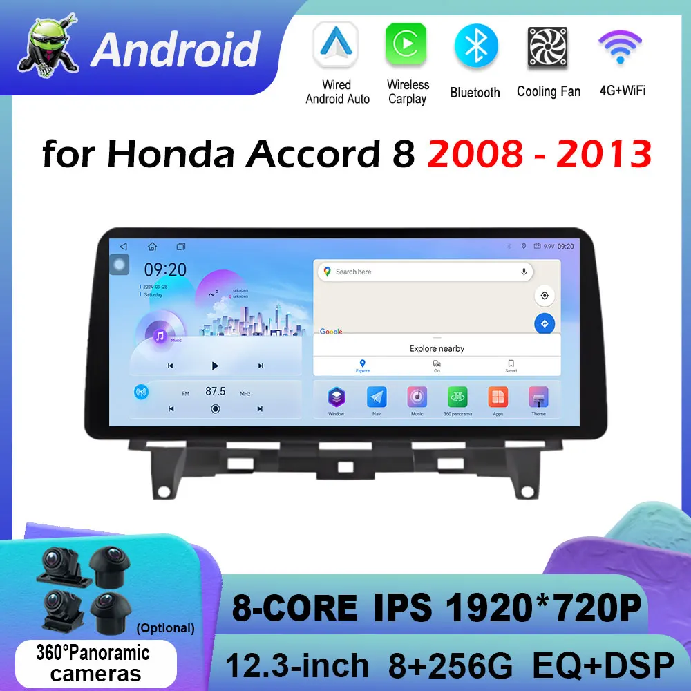 

Car Multimedia Video Player for Honda Accord 8 2008 2009 2010 2011 - 2013 GPS Navigation Android Intelligent System Head Unit BT