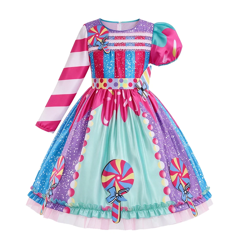 Girls Rainbow Candy Tutu Dress with Headband Kids Lollipop Costume Birthday Carnival Purim Party Dress Up Outfit