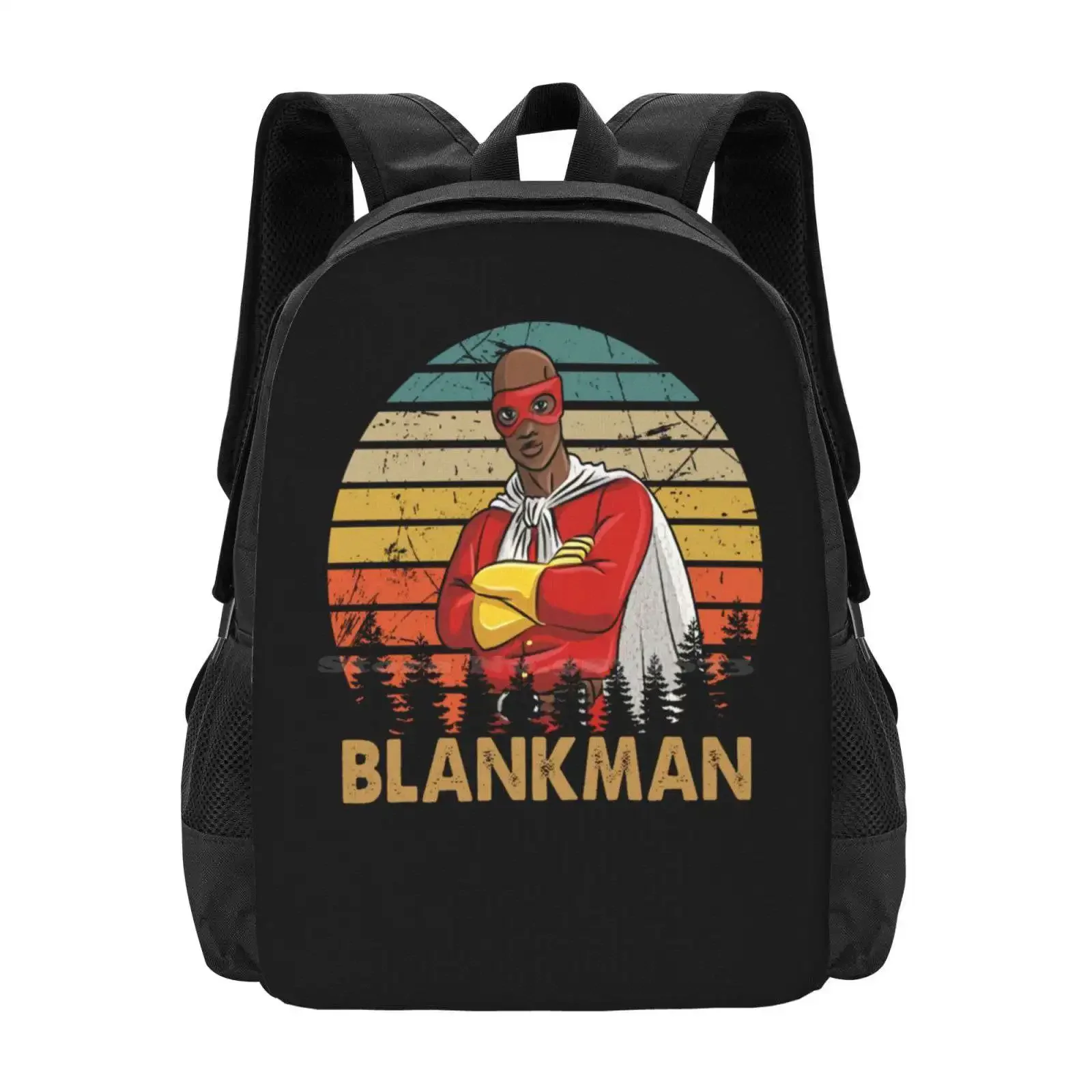 Graphic Super Hero Back Man Poster Fashion Pattern Design Travel Laptop School Backpack Bag Blankman American Superhero Comedy
