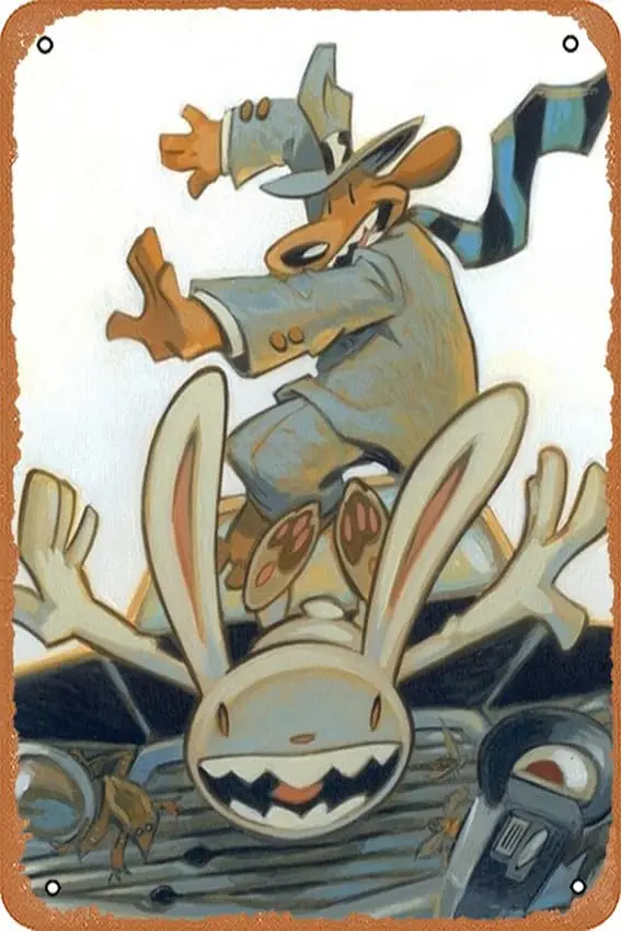 Wall Decor Sign - Sam and Max Poster 8X12 Inch Vintage Look Metal Sign,Bar, Man CAVE Art Decoration, 8inchx12inch sign