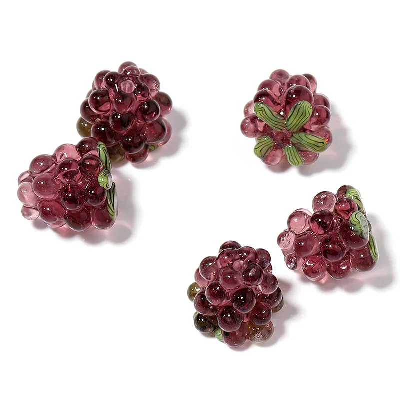 Perles colorées en verre en forme de raisin, 2 à 4 pièces/lot, breloques en verre en forme de fruit framboise pour la fabrication de bijoux, accessoires pour bracelets et boucles d'oreilles, DIY