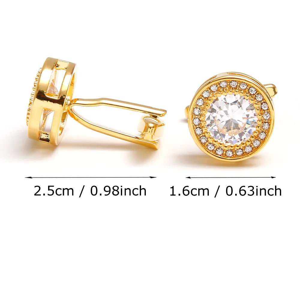 Golden Round Large Diamond Surround Diamond Cufflinks Double Layered Diamond Inlaid Business Shirt Formal Accessories