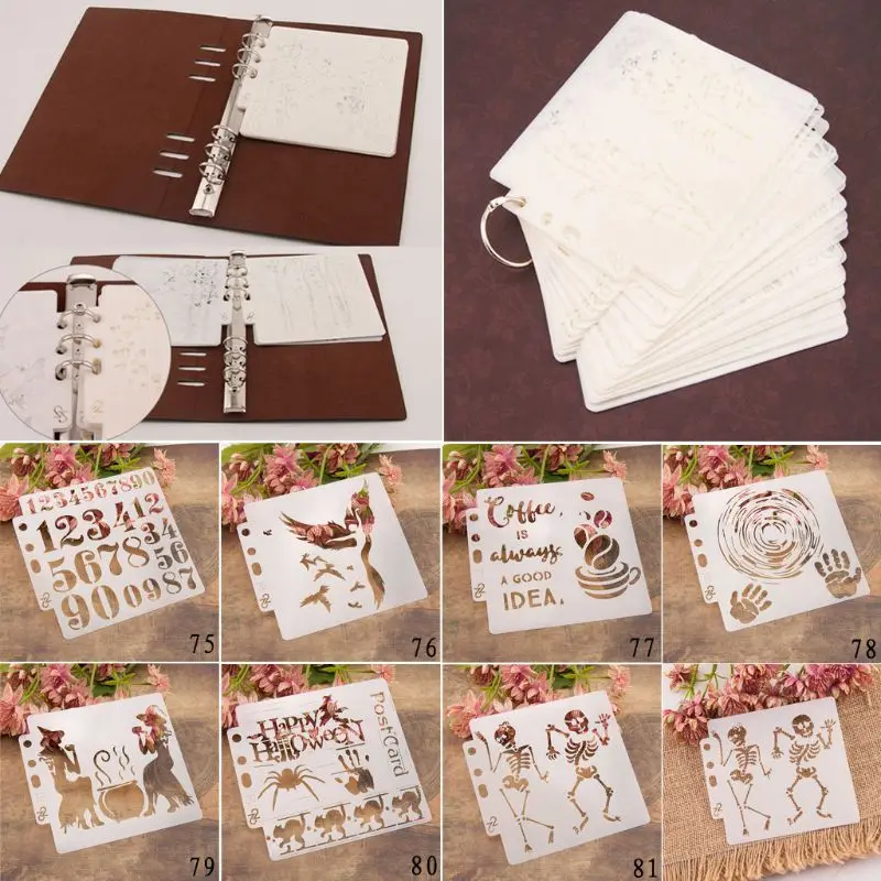ฮาโลวีนจำนวนStencilsแม่แบบภาพวาดScrapbookingลายนูนปั๊มAlbu