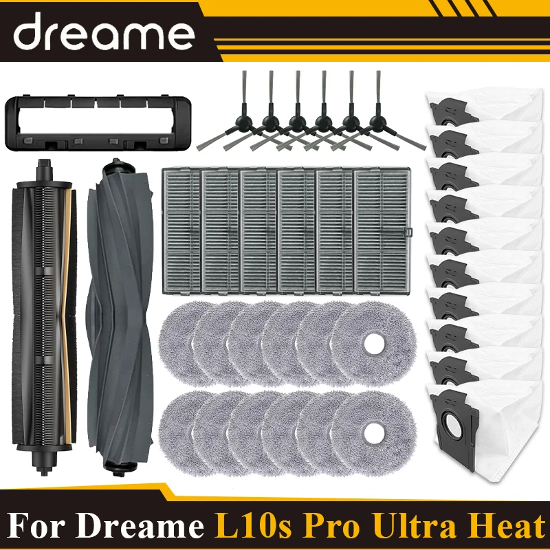 Dreame L10s Ultra Gen2/L10s Pro Ultra chaleur aspirateur accessoires de remplacement brosse latérale principale filtre HEPA vadrouille sac à poussière