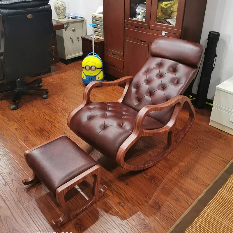 

European Balcony Rocking Chair Solid Wood Recliner Ergonomic Lazy Chair Chaise Floor Sillones Para Sala De Estar Home Furniture