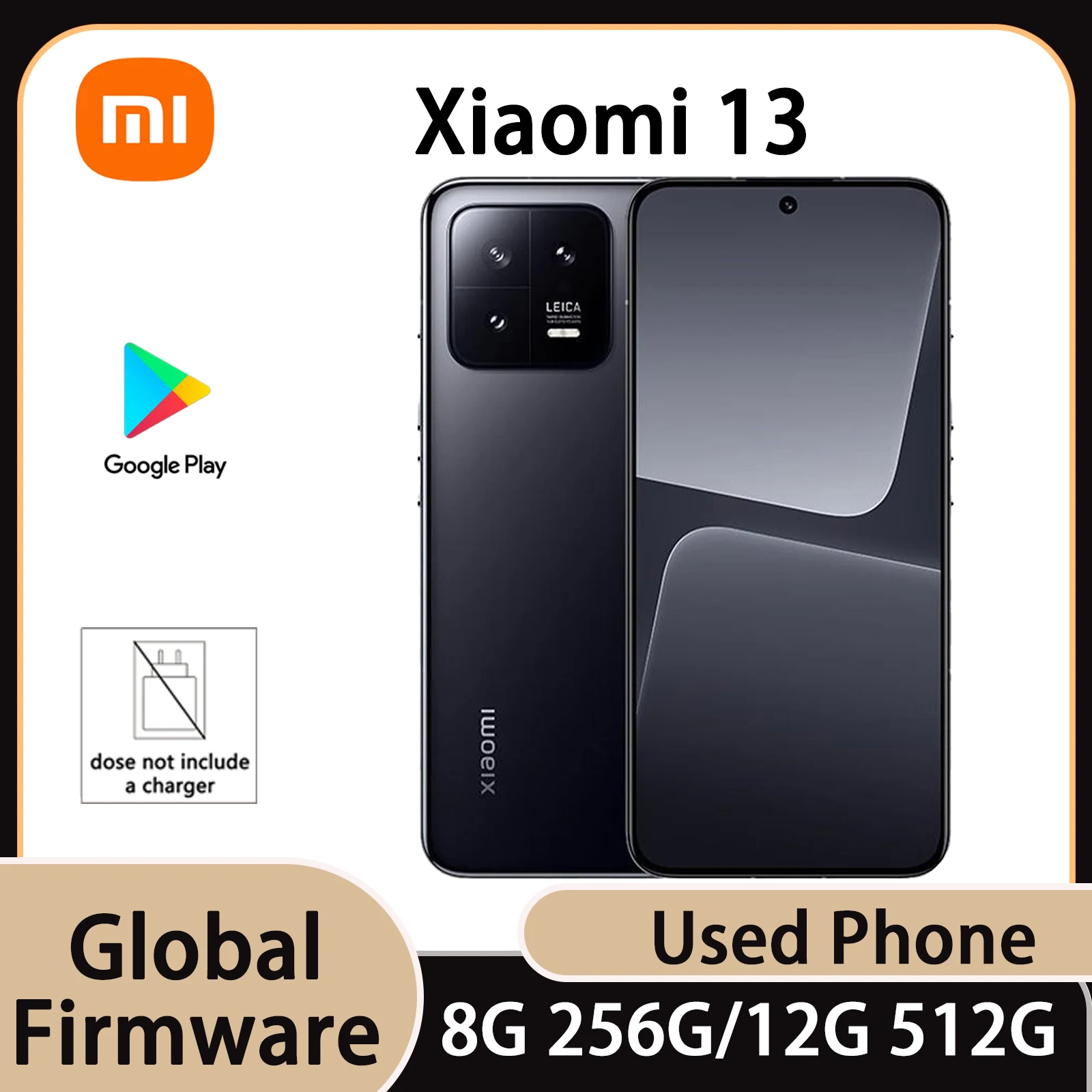 Global Firmware Xiaomi 13 5G Smartphone HyperOS Leica Lens 6.36 Inches 4500mAh Bluetooth 5.3 Full Screen Used Phone No Charger