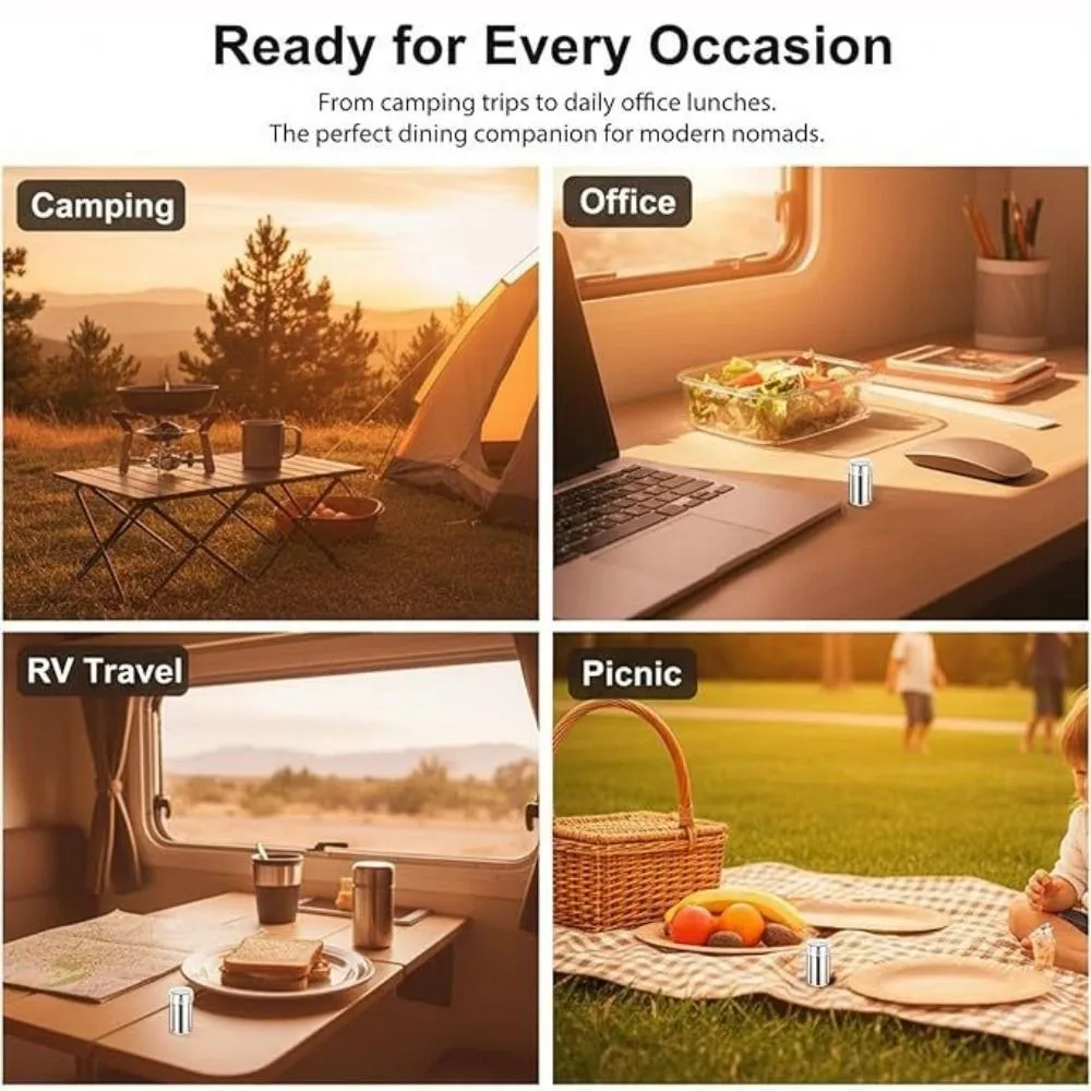 2pcs Stainless Camping Seasoning Bottles Small With Storage Bag Travel Salt Container With Lid Outdoor Cooking Tools