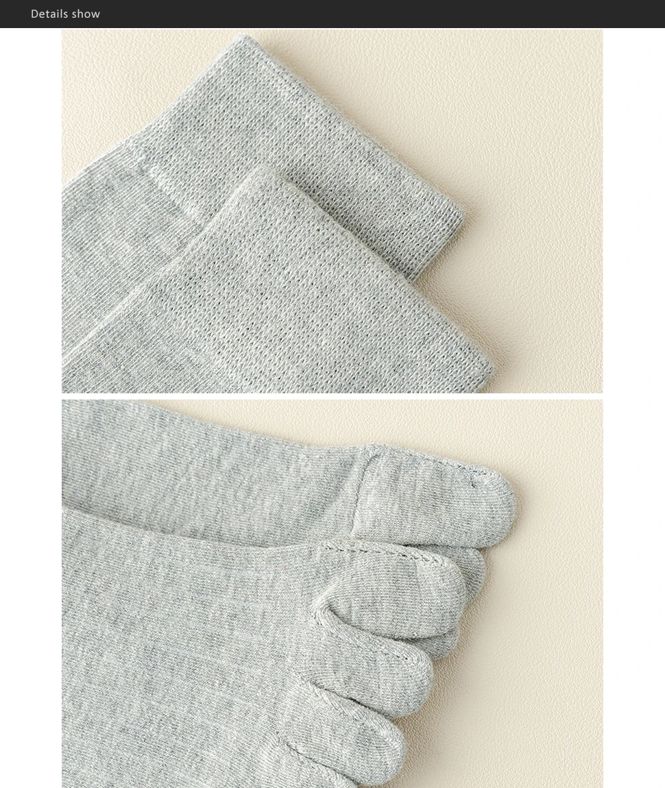 1/4 Paar Herren-Zehensocken, lange Baumwolle, einfache Business-Party-Kleid-Strümpfe, Gentleman, atmungsaktiv, 5-Finger-Socken, Wade, 4 Jahreszeiten – Detail 6
