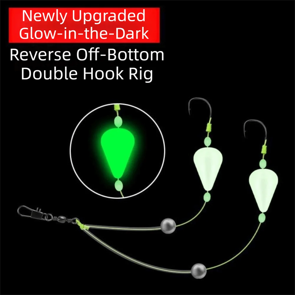 Luminous Reverse Off-Bottom Double Hook Rig Size4#-12# Bypass Stones Silt Fish Finder Float Rig Fishing Bait Surf Fishing Rigs