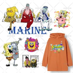 SpongeBob Iron on Patches for Clothes Heat Transfers Cartoon Patrick Star Printed Thermal Stickers on Kids T-shirt Appliques DIY