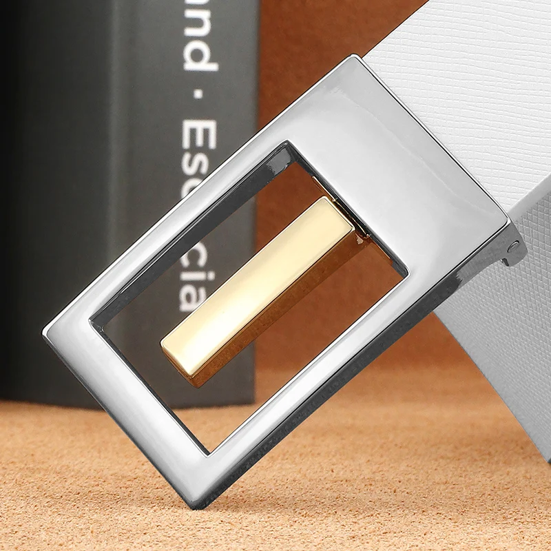 Leisure white belts men slide buckle fashion corset designers wide 3cm genuine leather fine jeans ceinture homme
