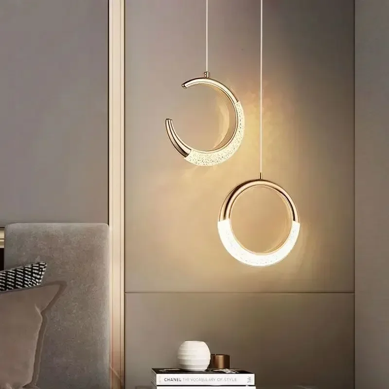 AZ الديكور المنزل الذهب مصابيح معلقة الإبداع الحديث غرفة المعيشة غرفة الطعام إضاءة المطبخ الاكريليك السقف بريق قلادة