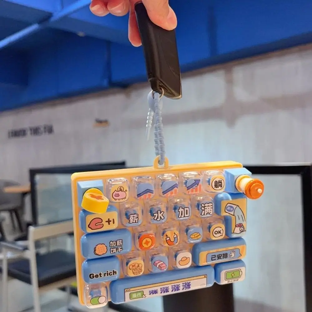 Rotatable 26 Keys Keyboard Keychain Pressable Keys Work Theme Keyboard Clicker Keychain Blue Creative Sensory Clicker