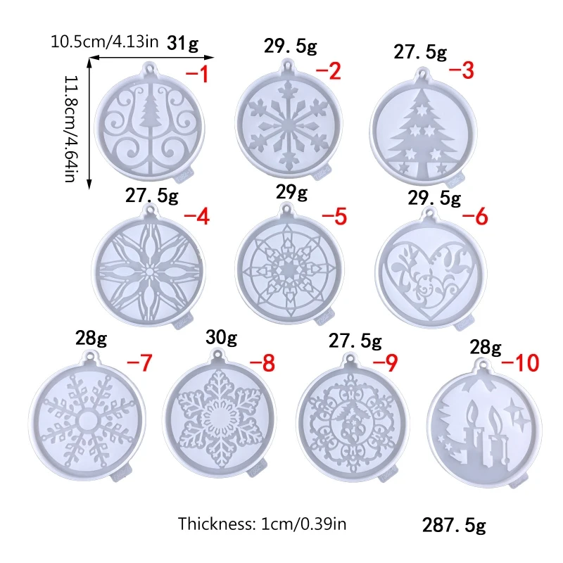 R3MC DIY Keychain Pendant Silicone Mold Crystal Epoxy Resin Casting Mold Keychain Pendant Jewelry Making Mold Christmas Decor
