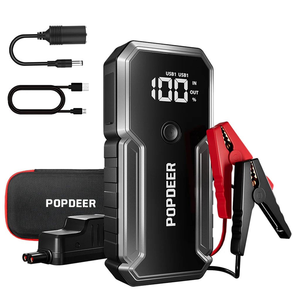 Arrancador de Coches Portátil de 3000A y 23800mAh con Carga Rápida QC3.0 y Linterna LED