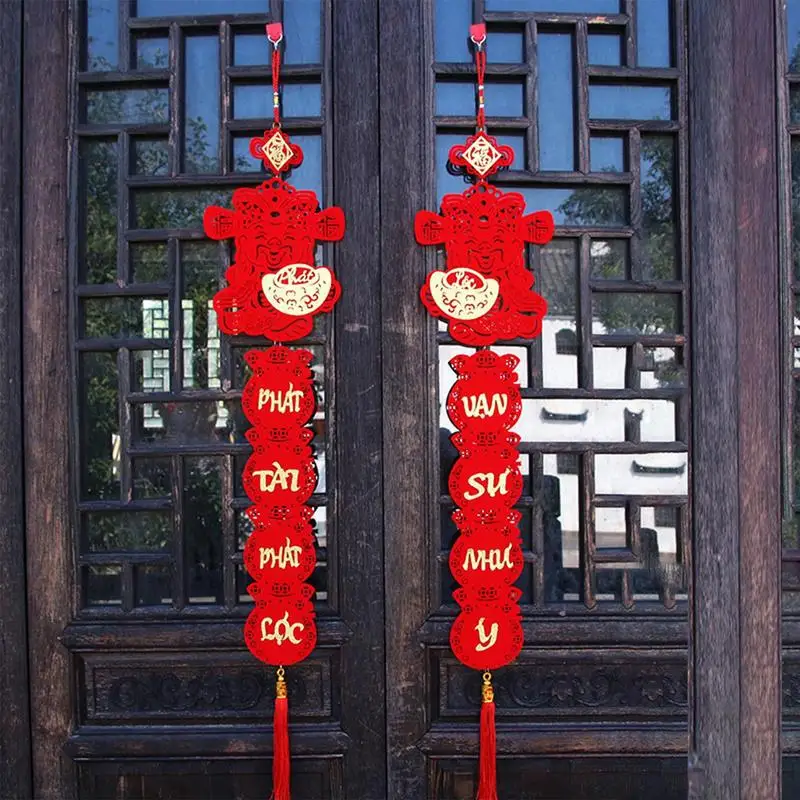 Lunar New Year Banner New Year Porch Banner With Tassel Decorative Chinese Knot Crafts For Front Door