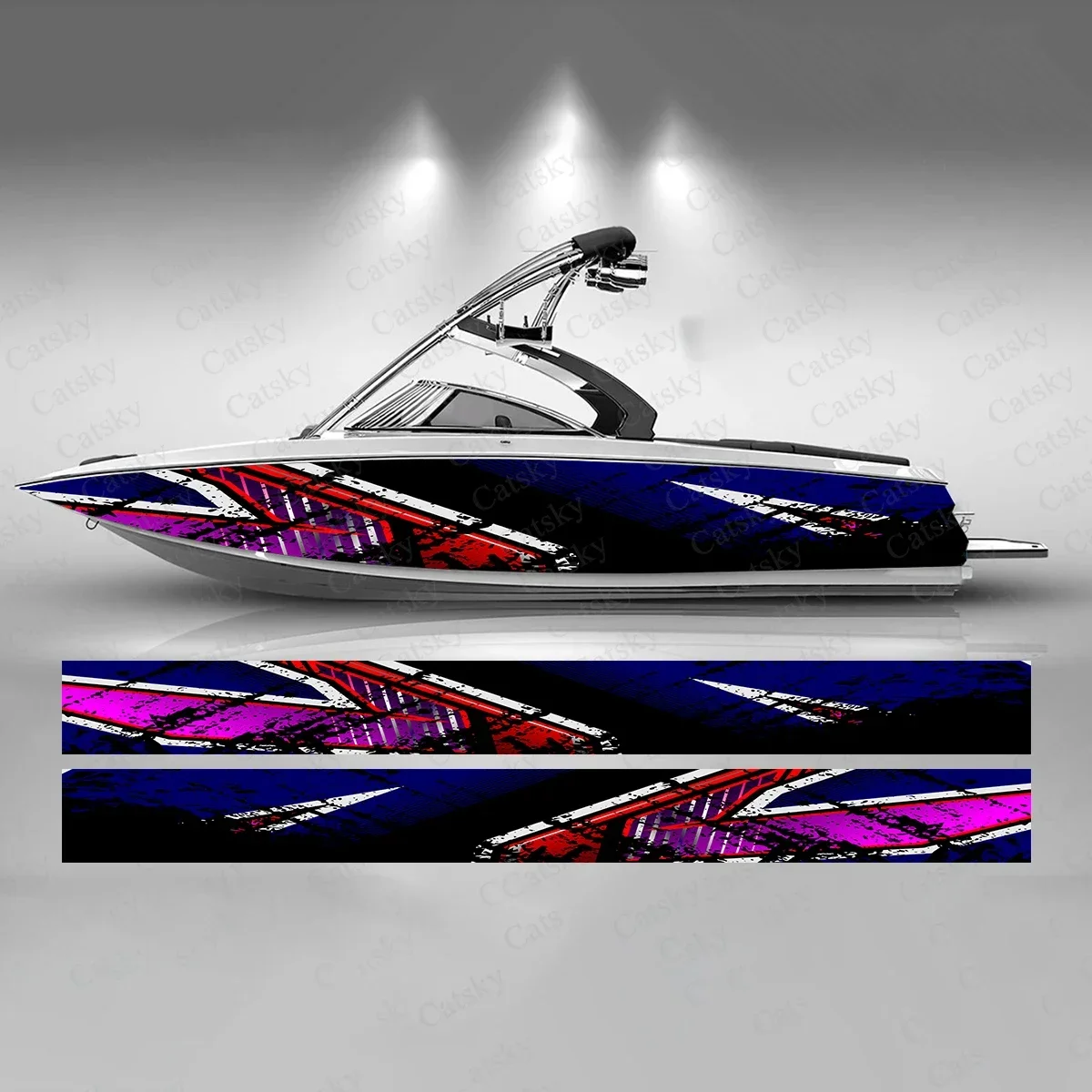 Star Grunge Design Colorful Boat Sticker Fashion Custom Fish Boat-Sticker Vinyl Waterproof Boat Wrap Graphic Boat Wrap Decal