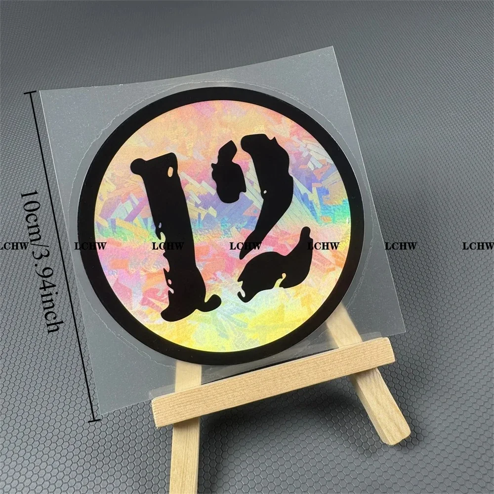 Colorful Holographic Forged Round Racing Number Waterproof Sticker for Motorcycle Tank Fairing Helmet Windshield Body Decoration