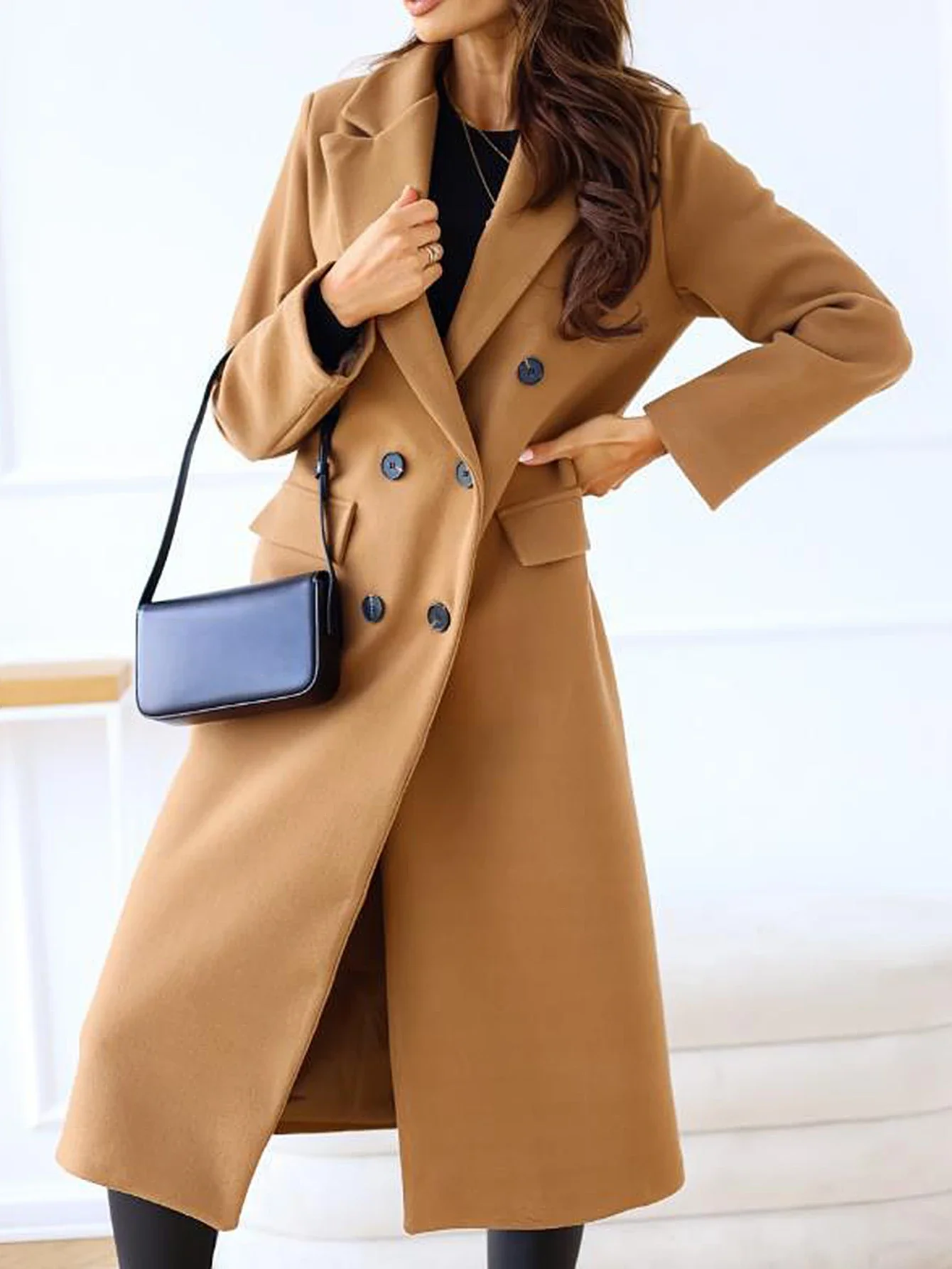

Women's Coats Winter Fashion Comfortable Decent 2025 Plain Intellectual Chic Lapel Long Sleeve Street Daily Coats