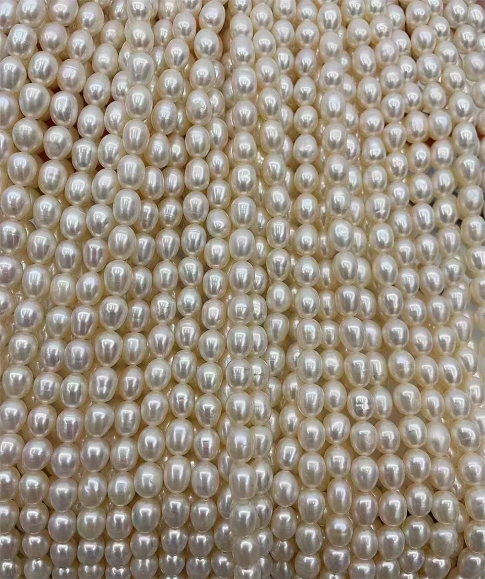 100% Natural Freshwater Rice Pearl 1-3A Beads Rice Shape Punch Loose Beads for Jewelry Making DIY Necklace Bracelet