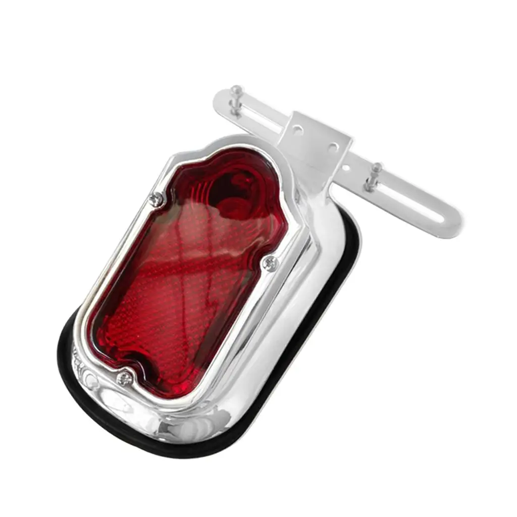 Plastic Motorcycle Chrome Red Tombstone Brake Tail Light For