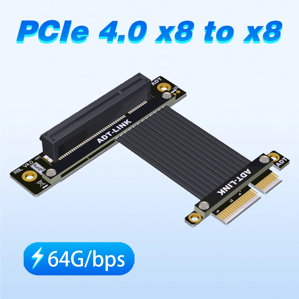 

ADT PCI-E x4 extension cable transfer x8 8x 4x PCIe4.0 high speed and stability can be turned to lengthen 1U