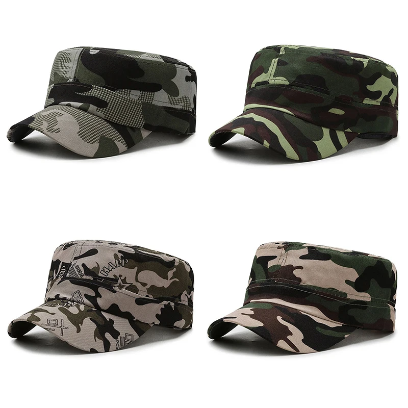 Camouflage Baseball Cap Hat Men Women Tactical Flat Cap Hat Outdoor Sports Camping Hiking Sunhat Hunting Sun Cap Sunscreen