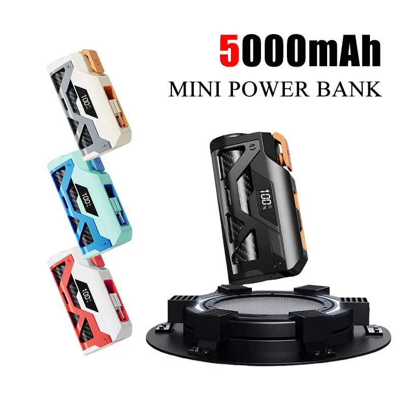 

Мини-Power Bank 5000 мАч с разъемом типа C, цифровой дисплей, портативное зарядное устройство, внешний аккумулятор Powerbank для iPhone, Samsung, Xiaomi