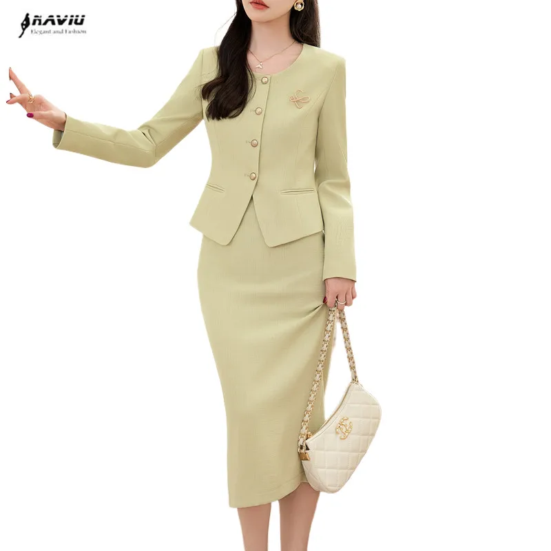 NAVIU mode français Vintage Tweed deux pièces ensembles femmes tenues de haute qualité Chic frangé veste manteau et jupe longue costumes blanc