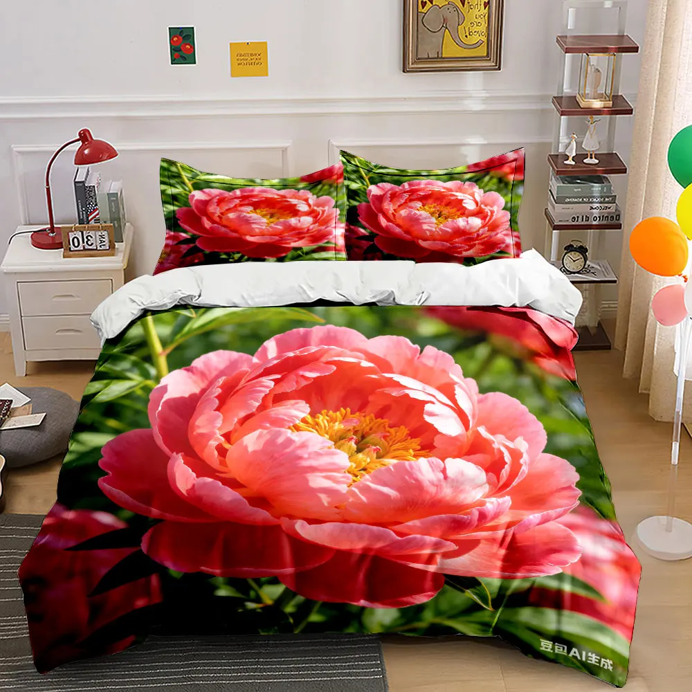

3D HD Elegant Floral Set for Decoration kid's and adults' bedroom decor, Exquisite three-piece bedding set gift
