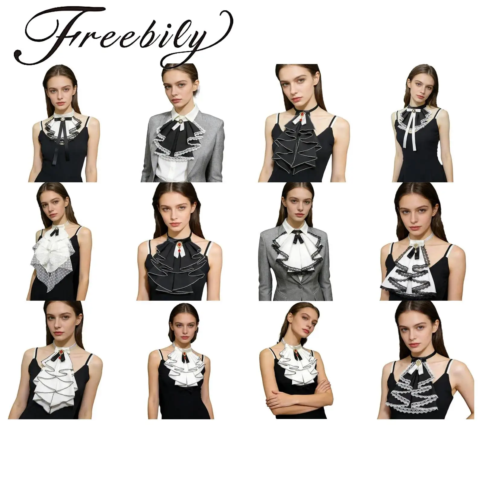Vintage Victorian Ruffle Neck Collar Medieval Costume Palace Detachable False Collar for Costume Parties