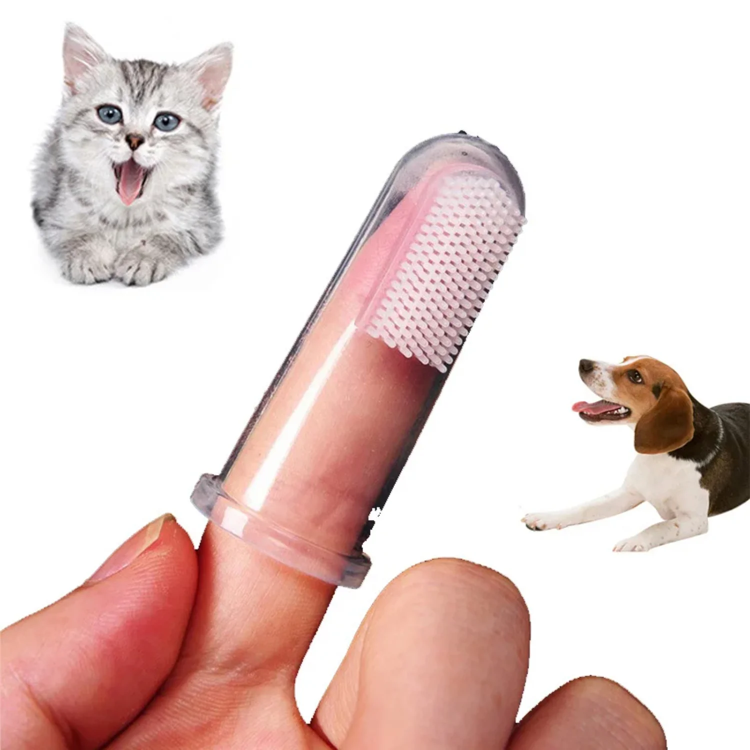 Hot Selling Dog Cat Cleaning Supplies Soft Pet Finger Toothbrush Teddy Dog Brush Add Bad Breath Tooth Care Dog Accessories Dog