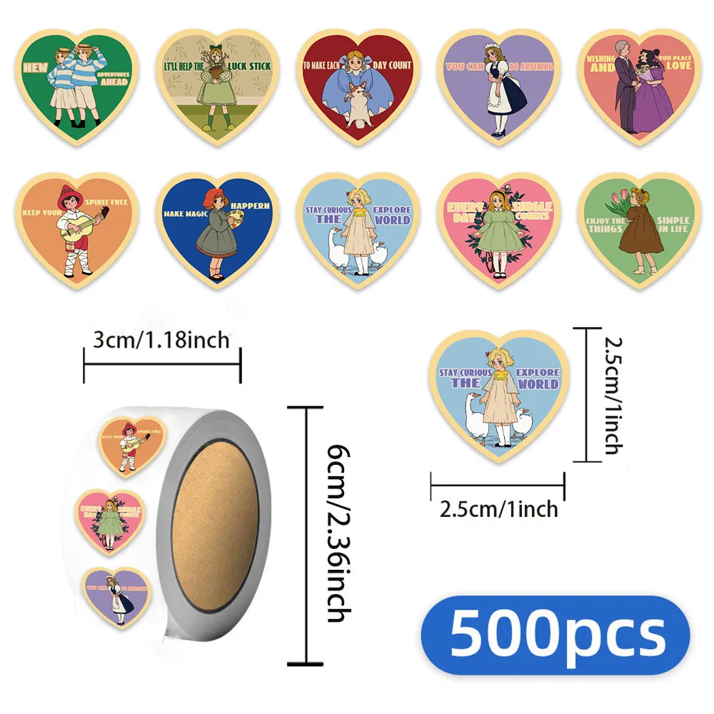 

500PCS Retro Love Cartoon Character Decorative Envelope Creative Graffiti Stickers DIY Luggage Speaker Skateboard Stickers