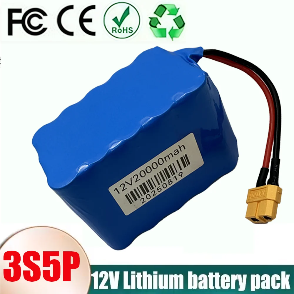

12V 3S5P 20000mah 18650 new large capacity built-in BMS lithium battery pack Suitable For Small Power Electronic Equipment