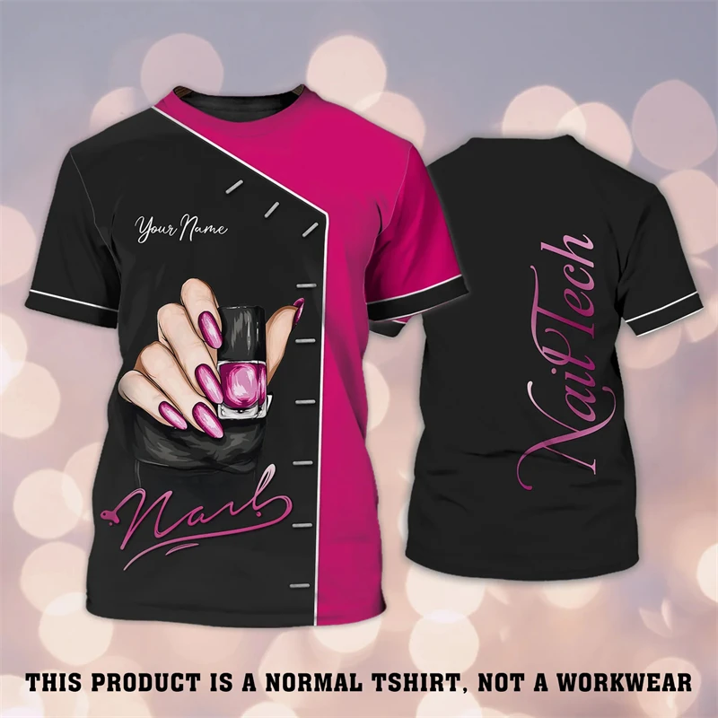 Fashion Summer Short Sleeve T-shirts 3d Print Nail Technician Pattern Loose T-shirt Uniforms Trend Daily O Neck New Design Tops