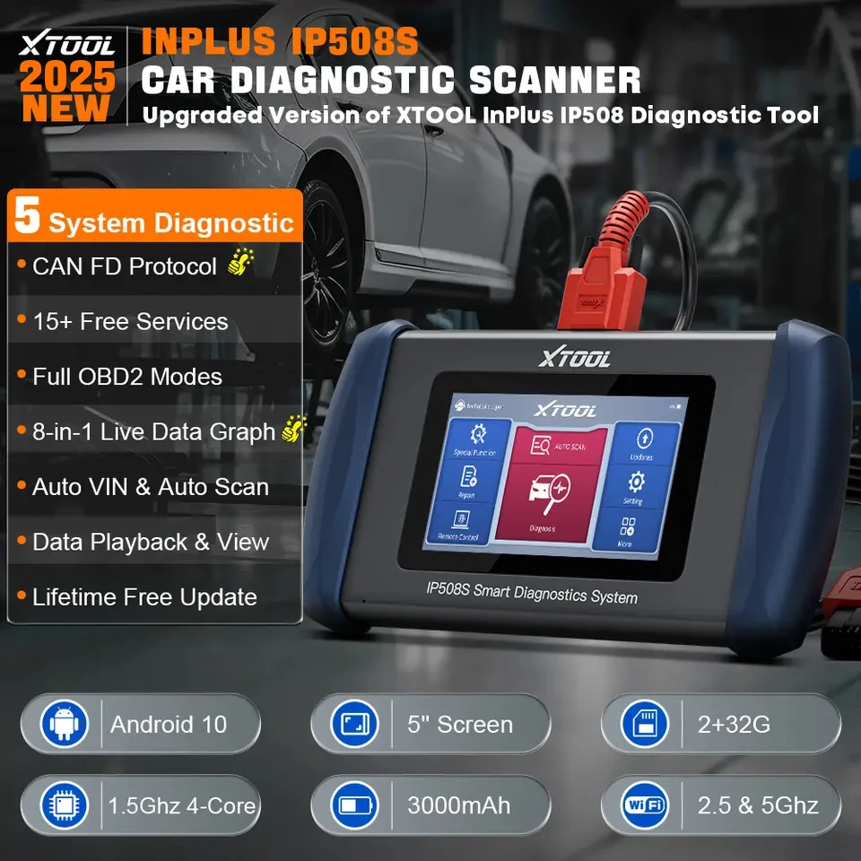 XTOOL InPlus IP508S OBD2 Car Diagnostic Tools ECM ABS TCM SRS EPB System Built-in CAN FD Free Update Lifetime Automotive Scanner