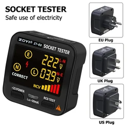 Cyfrowy Tester inteligentne gniazdo czujnik napięcia z wyświetlacz LED wtyczką US/UK/EU Test fazy zerowej linii zerowej Rcd NCV