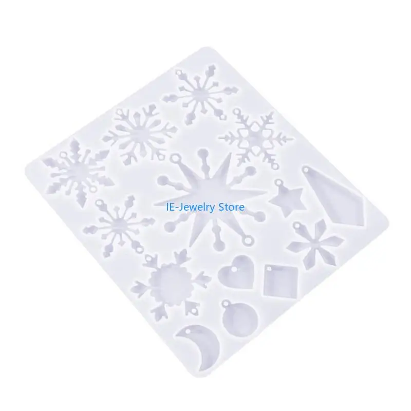 

W8KF Snowflake Силиконовая плесень Рождественская смола для рождественской смолы для подвесной плесени для клавиши Dies