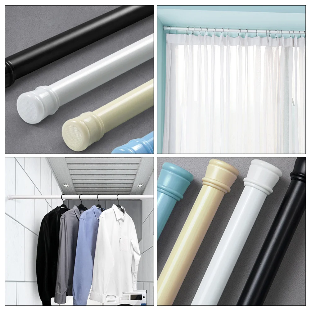 Extendable Rail Bar Flexible Shower Bar Curtains 50-80cm Hanging Clothes Tension Door Pole Wardrobe White