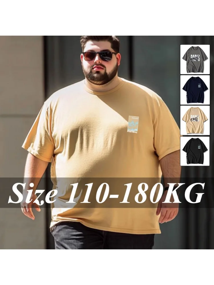 T-Shirt en coton grande taille pour hommes 1XL-7XL t-shirts surdimensionnés à manches courtes 110-180kg été course haut de sport chemise à la mode vêtements masculins