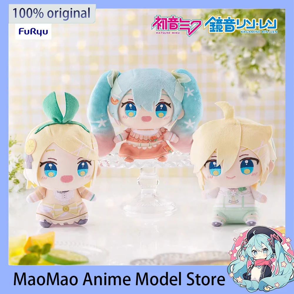 

В наличии: Оригинальная коллекционная фигурка Furyu Hatsune Miku Kagamine Rin Kagamine Len Citrus ver Kawaii Doll, 14 см, аниме-модель, игрушка