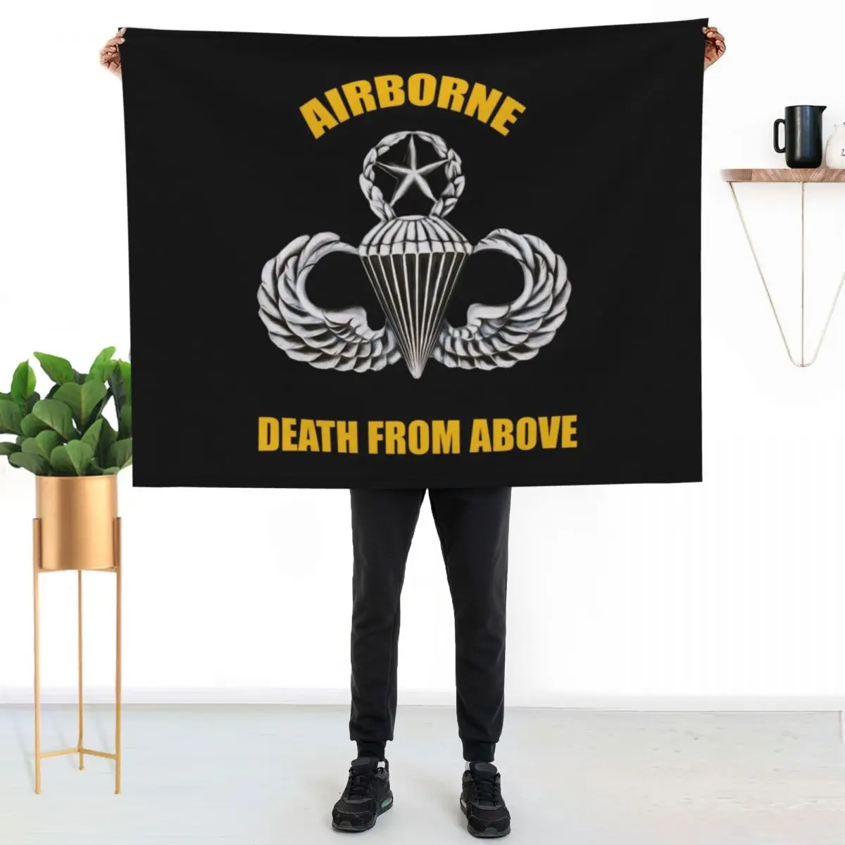 Airborne Death from Above Throw Blanket warm for winter Sleeping Bag bed plaid warm winter Shaggy Plaid Blankets