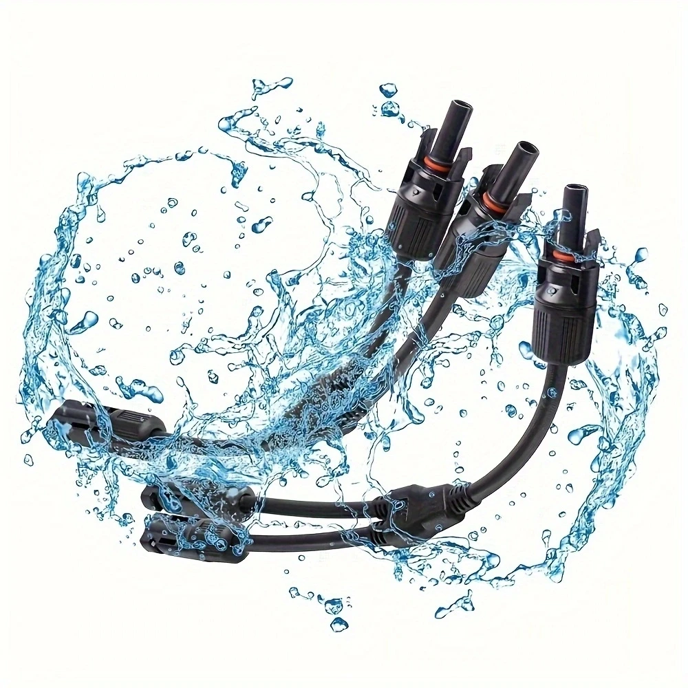 Power Solar Connectors 30A Y-Branch Cable, Solar Cable Parallel Adaptor in Pair for Solar Panel 1*M/FF+1*F/MM black red Power