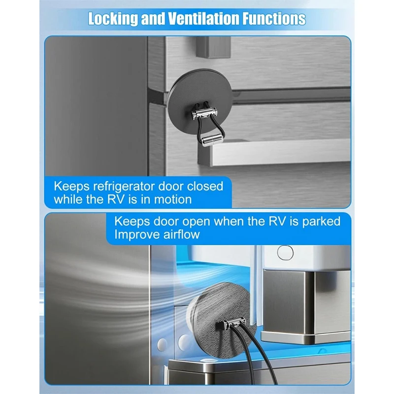 RV Fridge Door Block Lock Latch Ventilation Tool With Adjustable Strap For Most Refrigerator Caravan Interior Accessories