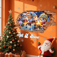 1pc Christmas Snowman Family Wall Stickers Removable PVC Wall Decoration For Bedroom Holiday Parties Nursery Home Decor