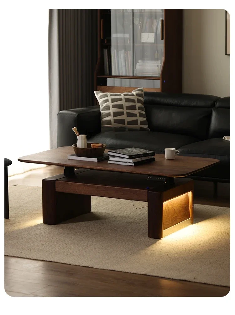 

Black Walnut Electric Lifting Coffee Table Dual-Purpose Multifunctional Office Computer Desk Mobile Tea Table